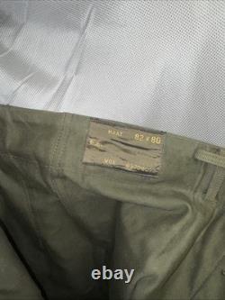 Vintage 1970s Dutch Army KL Cargo Pants Olive Military Sateen 82x80 Button Fly