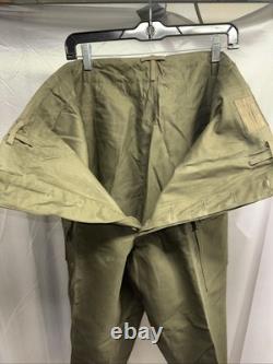 Vintage 1970s Dutch Army KL Cargo Pants Olive Military Sateen 82x80 Button Fly