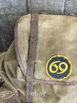 Vintage 50s/60s Lafuma French Military Army Rucksack Backpack With Hippy Patches