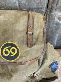 Vintage 50s/60s Lafuma French Military Army Rucksack Backpack With Hippy Patches