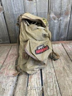 Vintage 50s/60s Lafuma French Military Army Rucksack Backpack With Hippy Patches