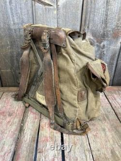 Vintage 50s/60s Lafuma French Military Army Rucksack Backpack With Hippy Patches