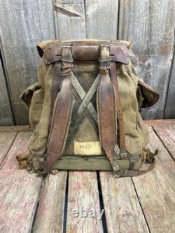 Vintage 50s/60s Lafuma French Military Army Rucksack Backpack With Hippy Patches