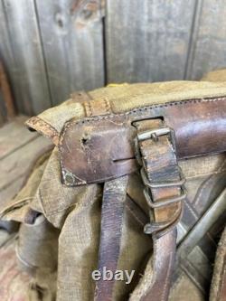 Vintage 50s/60s Lafuma French Military Army Rucksack Backpack With Hippy Patches