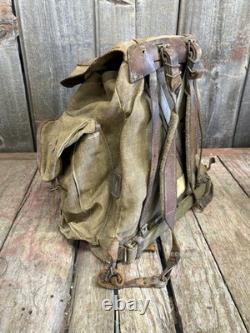 Vintage 50s/60s Lafuma French Military Army Rucksack Backpack With Hippy Patches