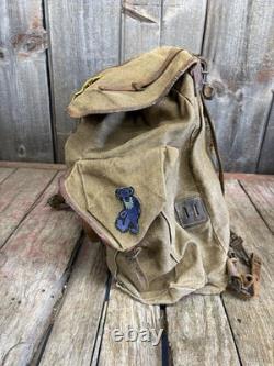 Vintage 50s/60s Lafuma French Military Army Rucksack Backpack With Hippy Patches