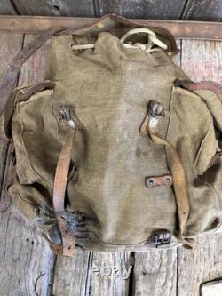 Vintage 50s/60s Lafuma French Military Army Rucksack Backpack With Hippy Patches