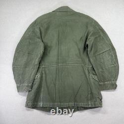 Vintage 50s US Army OG 107 Field Coat Mens M Green Cotton Sateen Jett Patch