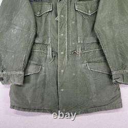 Vintage 50s US Army OG 107 Field Coat Mens M Green Cotton Sateen Jett Patch