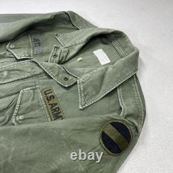 Vintage 50s US Army OG 107 Field Coat Mens M Green Cotton Sateen Jett Patch