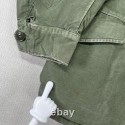 Vintage 50s US Army OG 107 Field Coat Mens M Green Cotton Sateen Jett Patch