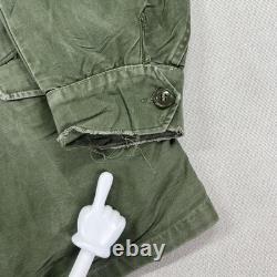 Vintage 50s US Army OG 107 Field Coat Mens M Green Cotton Sateen Jett Patch
