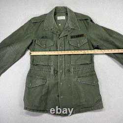 Vintage 50s US Army OG 107 Field Coat Mens M Green Cotton Sateen Jett Patch