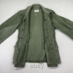 Vintage 50s US Army OG 107 Field Coat Mens M Green Cotton Sateen Jett Patch