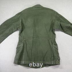 Vintage 50s US Army OG 107 Field Coat Mens M Green Cotton Sateen Jett Patch