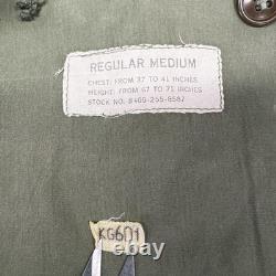 Vintage 50s US Army OG 107 Field Coat Mens M Green Cotton Sateen Jett Patch
