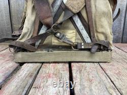 Vintage 60s Lafuma French Military Army Rucksack Backpack With Green Peace Patches