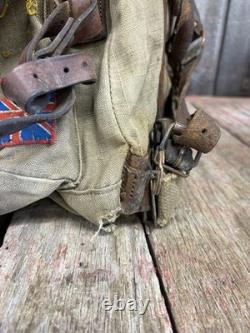 Vintage 60s Lafuma French Military Army Rucksack Backpack With Green Peace Patches