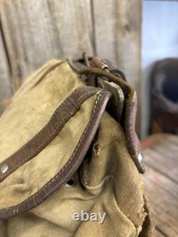 Vintage 60s Lafuma French Military Army Rucksack Backpack With Green Peace Patches