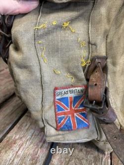 Vintage 60s Lafuma French Military Army Rucksack Backpack With Green Peace Patches