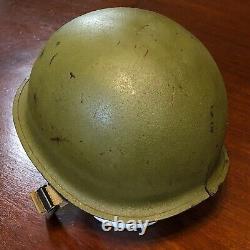 Vintage 70s 80s US Army USGI M1 Steel Combat Helmet, Liner & Woodland Camo Cover