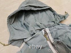 Vintage 70s Swiss Army Full Zip Hooded Field Military Parka Jacket Green 56 #4