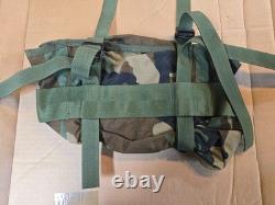 Vintage 90s US Army USGI Woodland Camo Nylon Combat Training Field Buttpack NOS