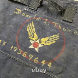 Vintage Army Air Force Military Duffle Bag Blue Canvas Painted Original Art