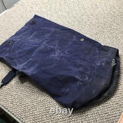 Vintage Army Air Force Military Duffle Bag Blue Canvas Painted Original Art