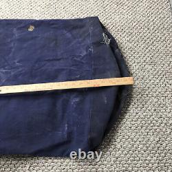 Vintage Army Air Force Military Duffle Bag Blue Canvas Painted Original Art