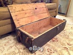 Vintage Army Cannon Ammunition Crate USA Projectile Wooden Military Ammo Box Us