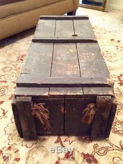 Vintage Army Cannon Ammunition Crate USA Projectile Wooden Military Ammo Box Us