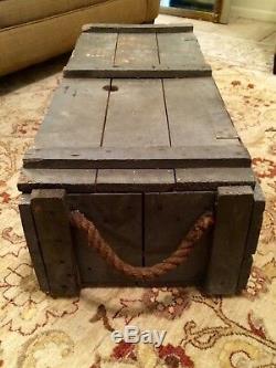 Vintage Army Cannon Ammunition Crate USA Projectile Wooden Military Ammo Box Us