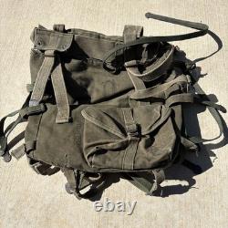 Vintage Army Canvas Combat Backpack OD Green ARVN Style Field Pack Multi Strap