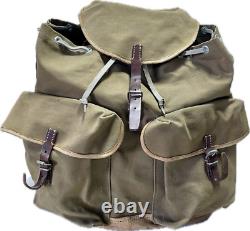 Vintage Army Military Rucksack Backpack Leather Canvas, RARE FIND