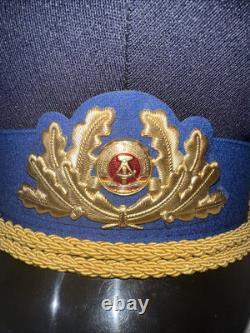 Vintage East Germany Mdi 1856 A Military Army Visor Hat Dark Blue Excellent