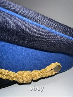 Vintage East Germany Mdi 1856 A Military Army Visor Hat Dark Blue Excellent