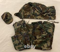 Vintage Field Coat Jacket Camo US Army Military with Pants & Cap Med Reg (JL-174)