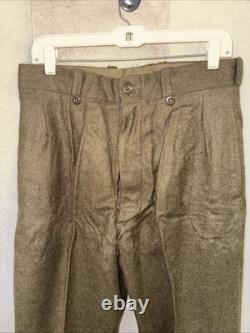 Vintage French Military Wool Trousers Pants Olive Drab 34 Cold War Army