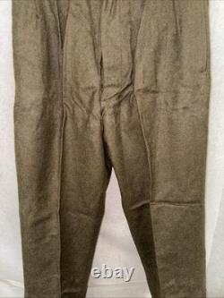 Vintage French Military Wool Trousers Pants Olive Drab 34 Cold War Army