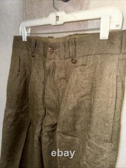 Vintage French Military Wool Trousers Pants Olive Drab 34 Cold War Army