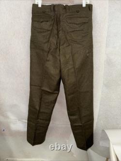 Vintage French Military Wool Trousers Pants Olive Drab 34 Cold War Army