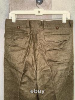 Vintage French Military Wool Trousers Pants Olive Drab 34 Cold War Army