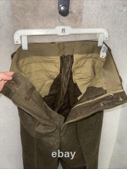 Vintage French Military Wool Trousers Pants Olive Drab 34 Cold War Army