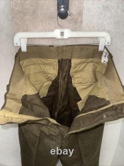 Vintage French Military Wool Trousers Pants Olive Drab 34 Cold War Army