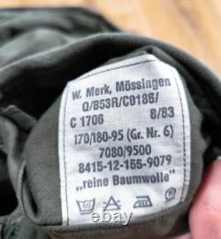 Vintage German Moleskin Army Jacket Size 6 Olive Green 83's Military