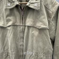 Vintage Italian Army Surplus Jacket Mens 52L Collared Green Parka Rare Hunting
