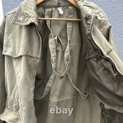 Vintage Italian Army Surplus Jacket Mens 52L Collared Green Parka Rare Hunting