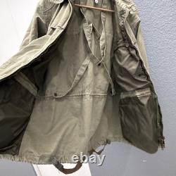 Vintage Italian Army Surplus Jacket Mens 52L Collared Green Parka Rare Hunting