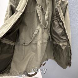 Vintage Italian Army Surplus Jacket Mens 52L Collared Green Parka Rare Hunting
